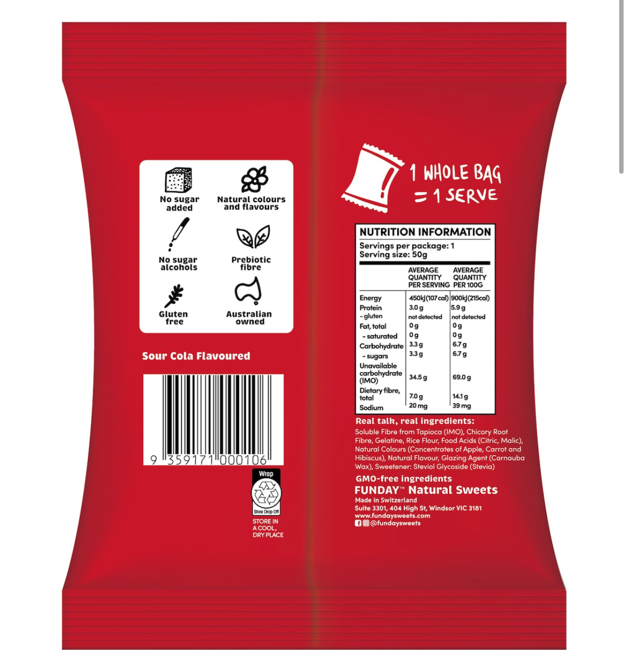 Funday Sweets Gummy Bottles Sour Cola 50g