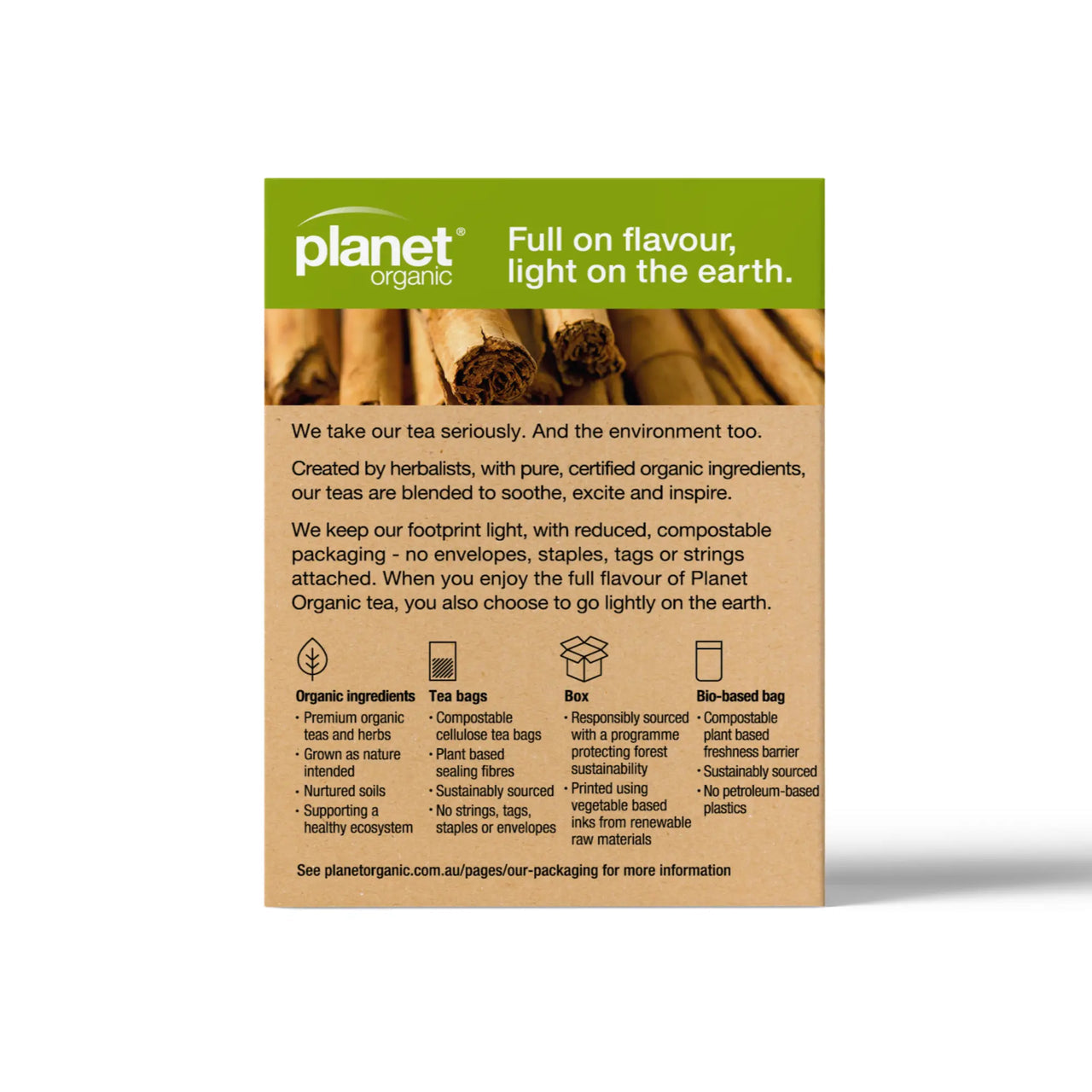 Planet Organic Cinnamon Tea 25 Tea Bags - Certified Organic