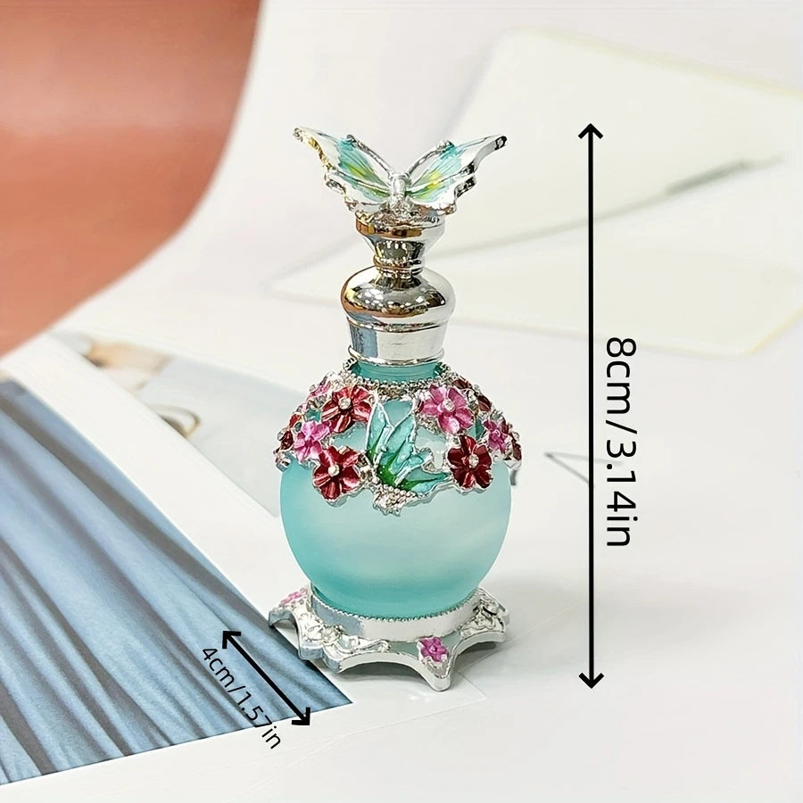 Exquisite Blue Butterfly Oil Perfume Glass Bottle 15ml - Great for gifting