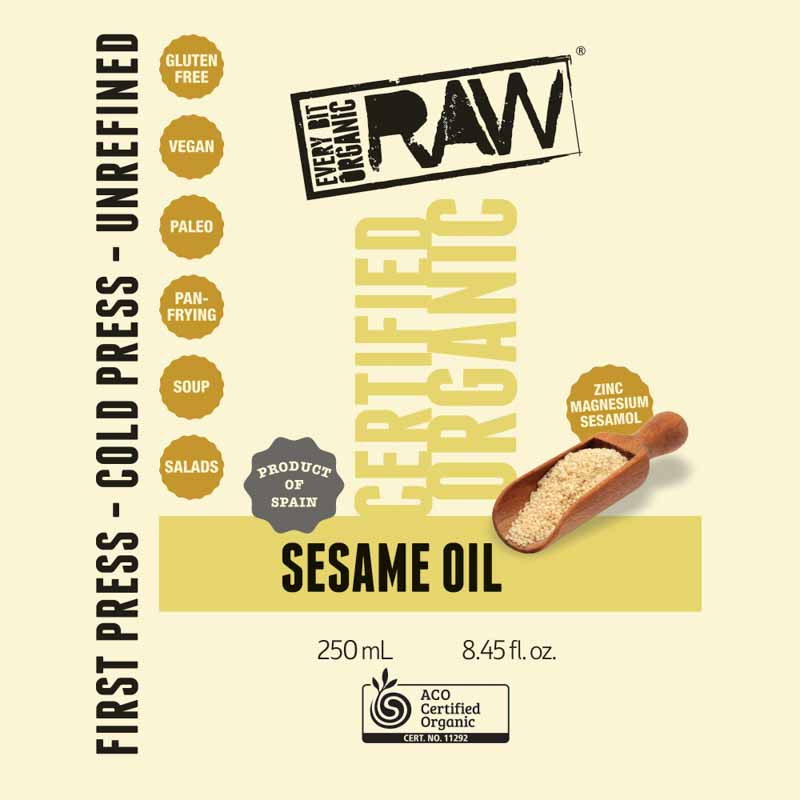 Every Bit Organic Sesame Oil Extra Virgin Cold Pressed Unrefined 250ml