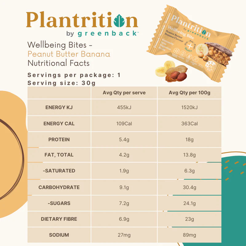 Plantrition Wellbeing Bite Peanut Butter Banana 30g