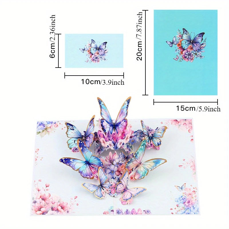 Stunning 3D Large Butterfly Pop-Up Greeting Card – Includes Envelope & Mini Note Card | Perfect for All Occasions