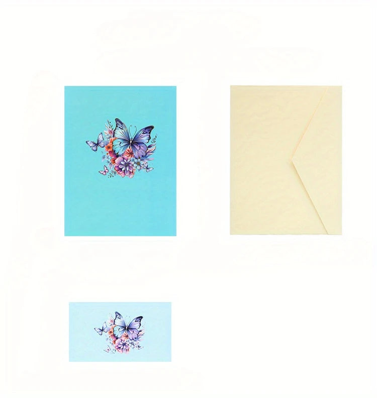 Stunning 3D Large Butterfly Pop-Up Greeting Card – Includes Envelope & Mini Note Card | Perfect for All Occasions