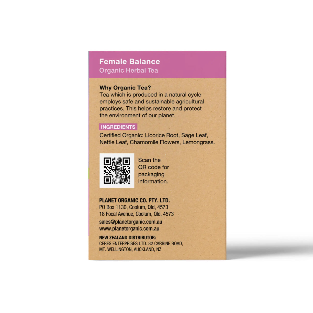 Planet Organic Female balance 25 Teabags - Certified Organic