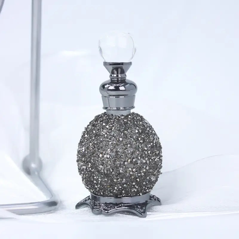 Classy Black 15ml Rhinestone Decorated Empty Essential Oil Perfume Bottle
