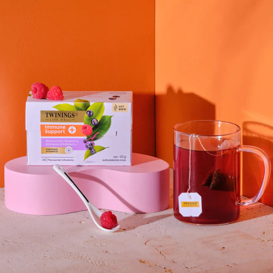 Twinings Live Well Immune Support + Blackcurrant Raspberry Echinacea Elderberry Vitamin D20 Tea Bags 40g