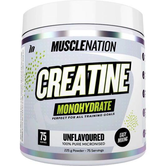 MUSCLE NATION CREATINE MONOHYDRATE unflavoured 225g 100% pure and micronized 75 serves