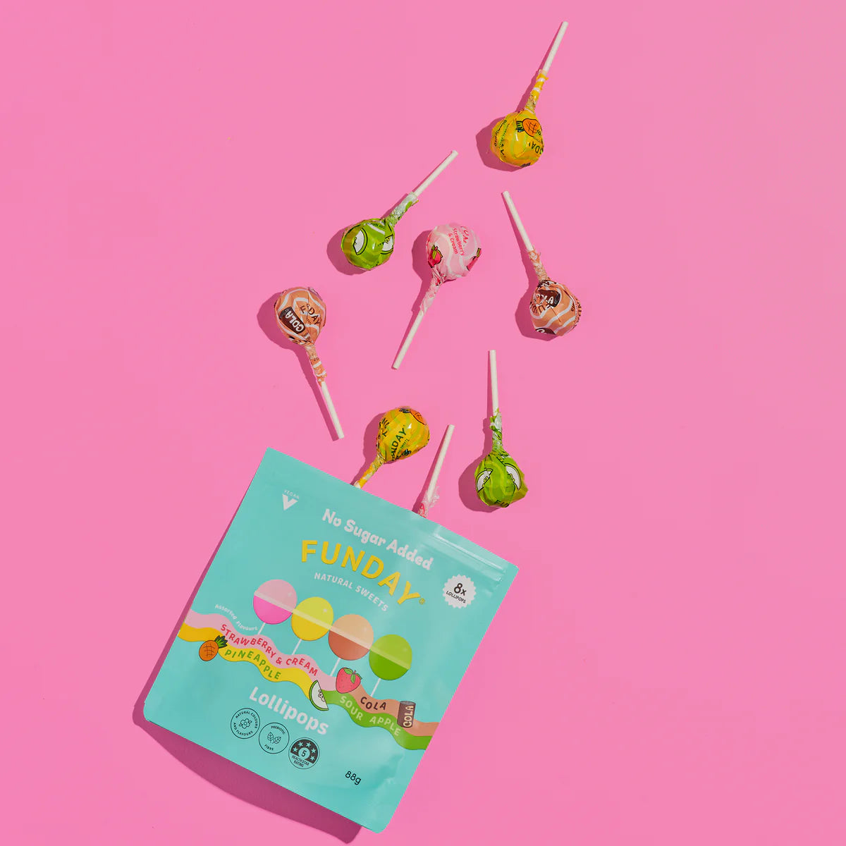 NEW! Funday Sweets Sugar Free Lollipops Share Bag 88g