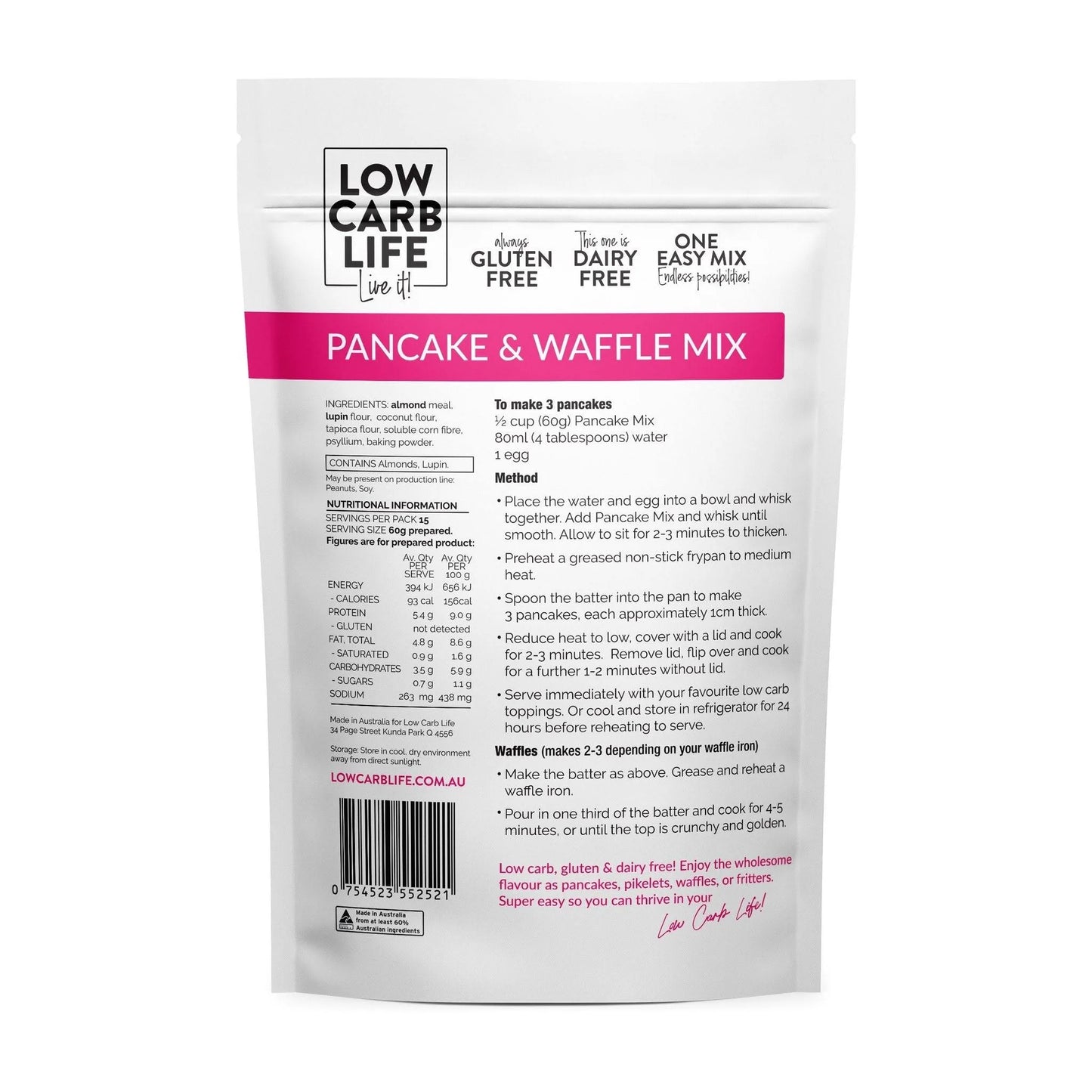 LOW CARB LIFE Pancake & Waffle Keto Bake Mix 300g