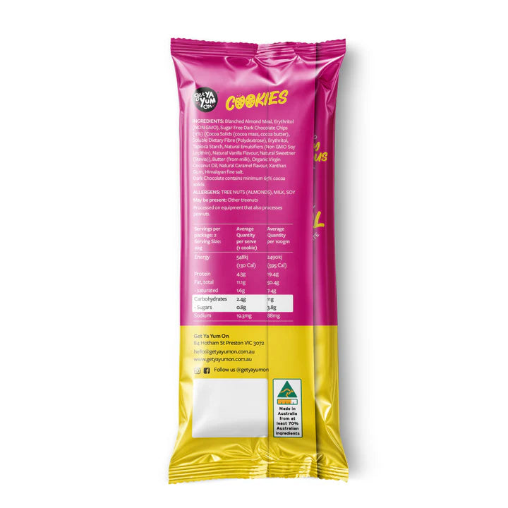 Get Ya Yum On BIGGER Cookies Salted Caramel Choc Chip - 2 PACK SINGLE SERVE 40g