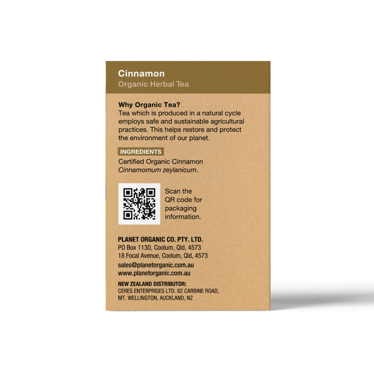 Planet Organic Cinnamon Tea 25 Tea Bags - Certified Organic