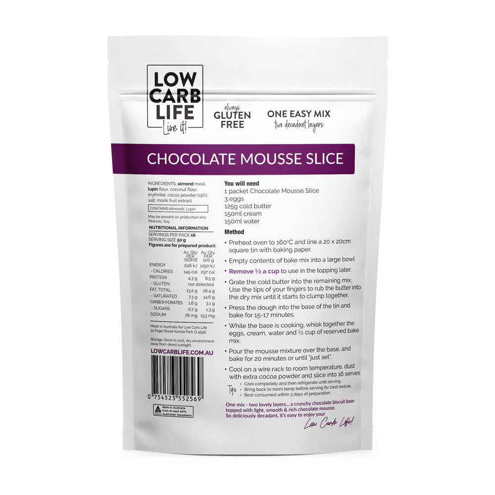 Low Carb life Keto Chocolate Mousse Slice Bake Mix 300g