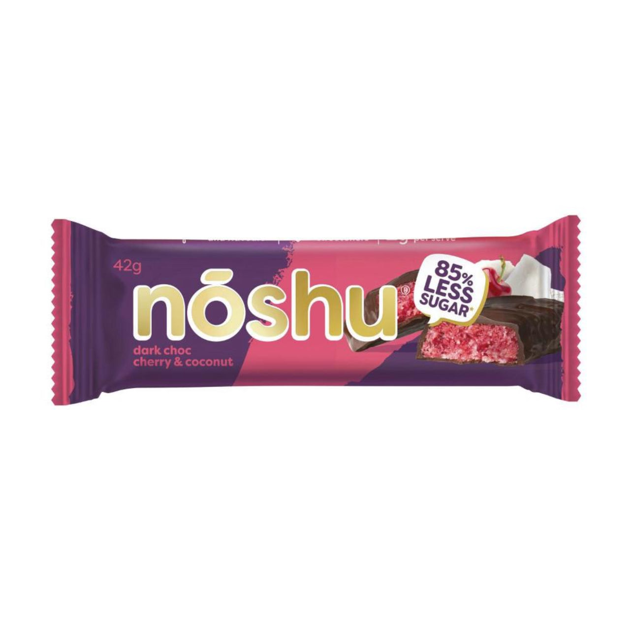 Noshu Dark Chocolate Cherry & Coconut Bar 42g