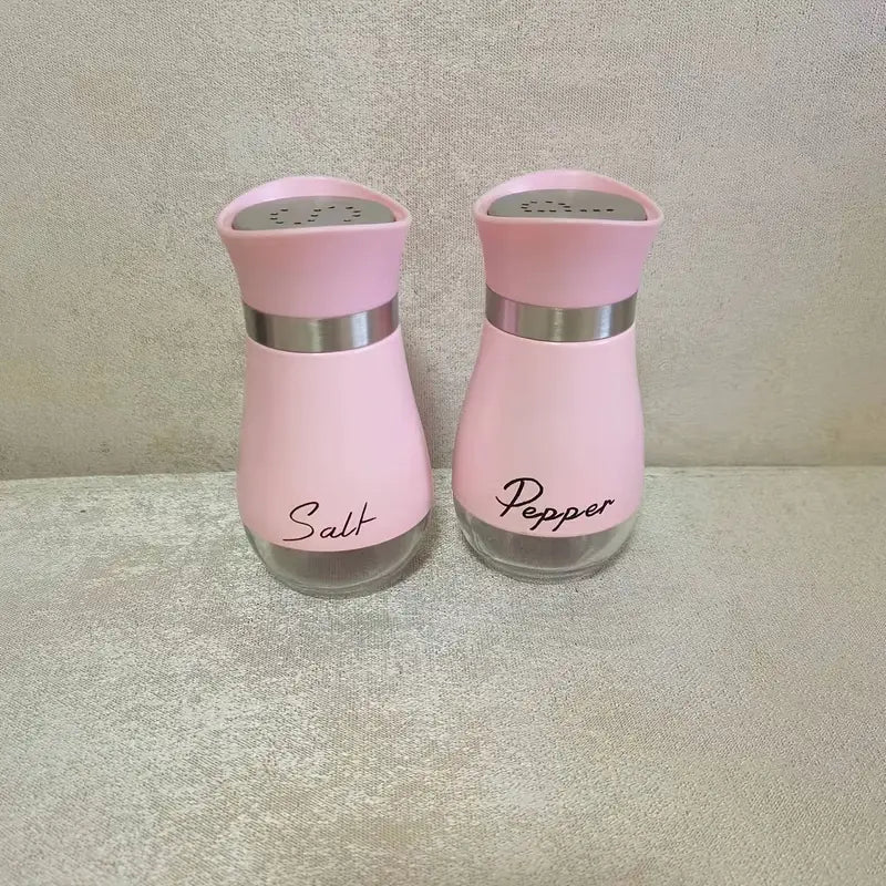 Salt and Pepper Shaker Set – Pink - 100g Glass Base Shakers with Stainless Steel Lids – Refillable