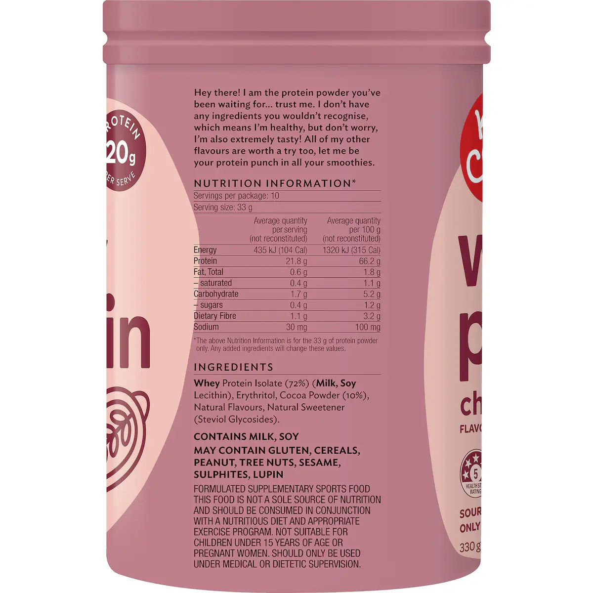 Keep It Cleaner Whey Protein Powder Chocolate 330g