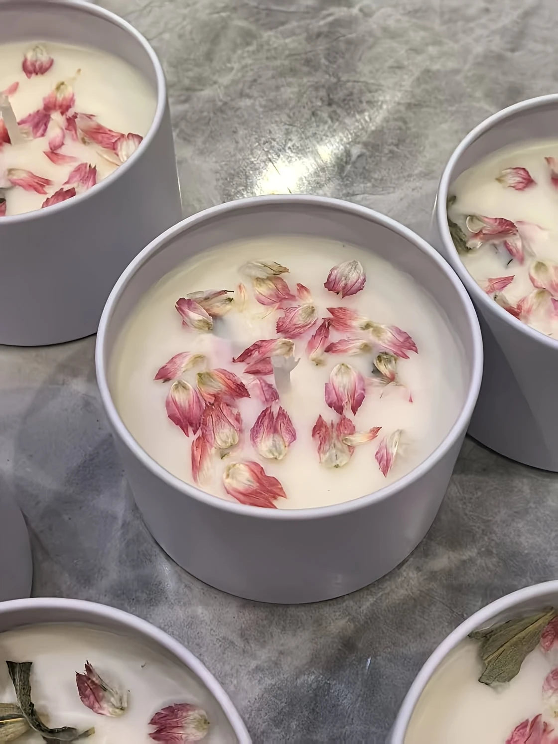 Floral Musk Soy Candle – Botanical Scented Candle with Dried Floral Embellishments - Small Size