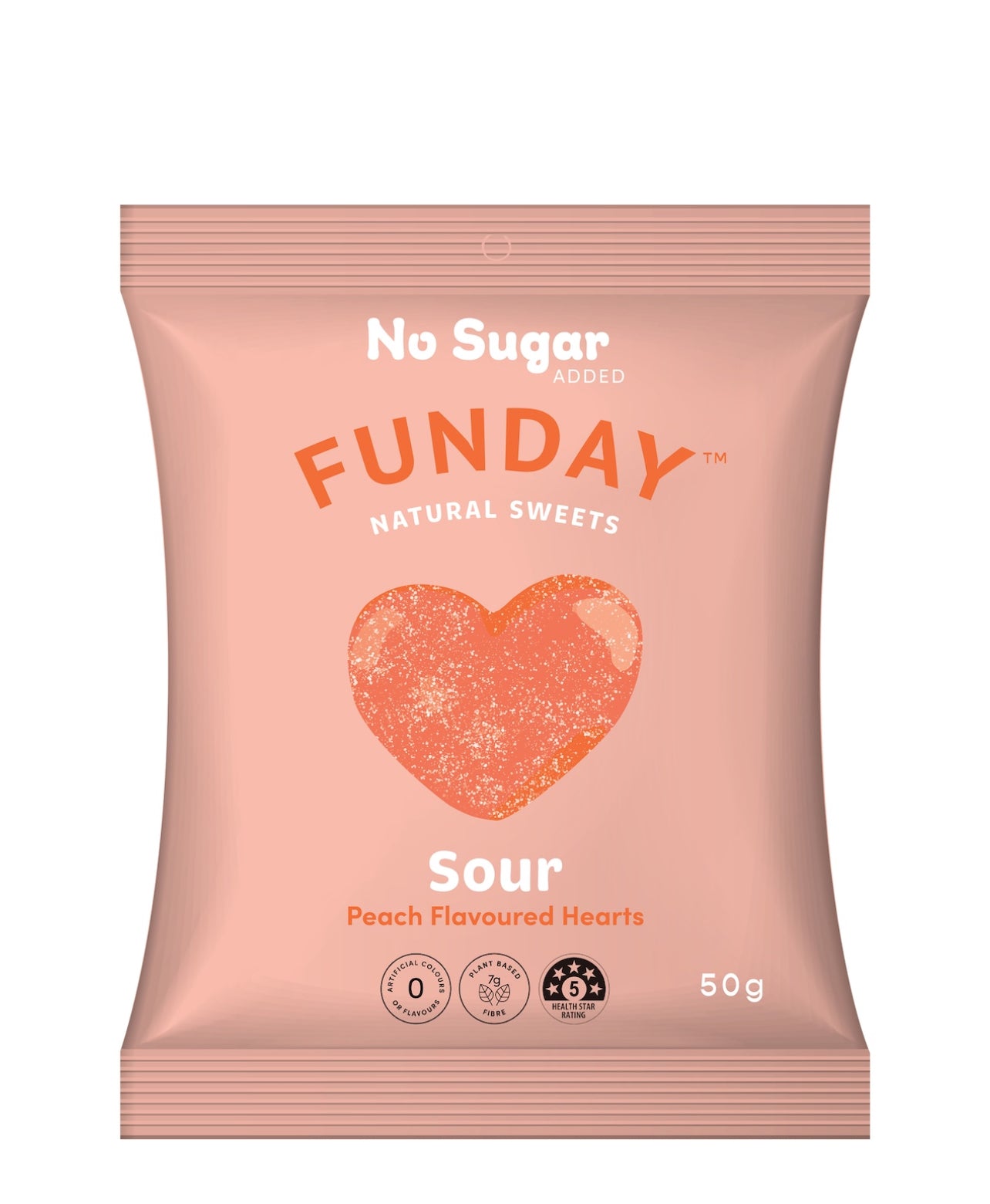 Funday Sweets Sour Peach Flavoured Hearts 50g