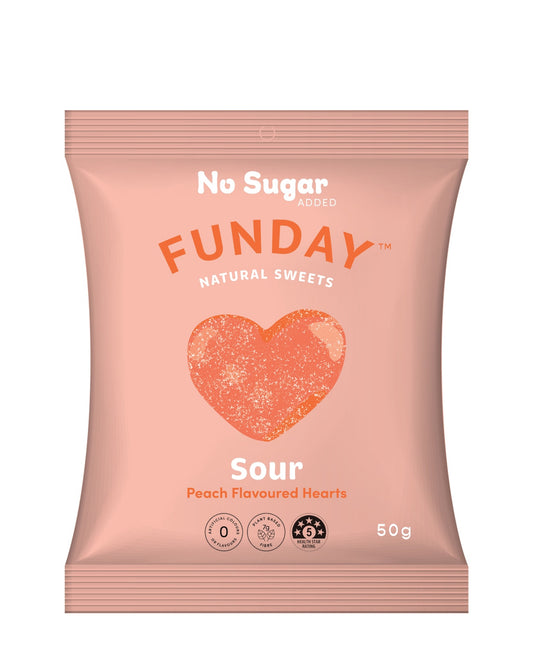 Funday Sweets Sour Peach Flavoured Hearts 50g