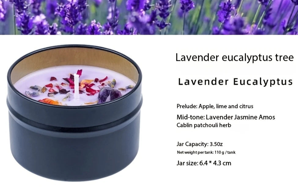 Decorative Lavender Soy Candle – Botanical Scented Candle with Dried Floral Embellishments - Small