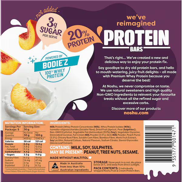 Noshu Peaches & Cream Protein Bars 5 pack