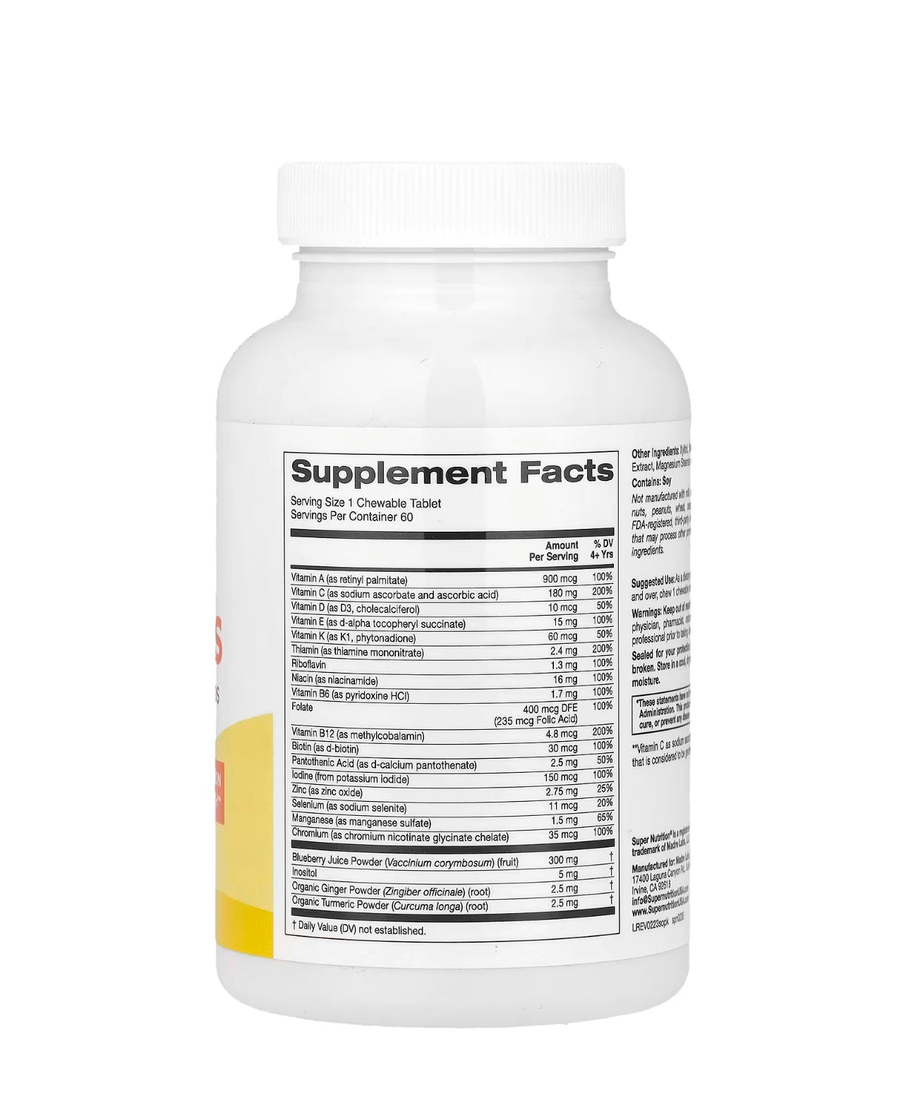 Super Nutrition Perfect Kids Complete Multivitamin Mixed Berry 60 vegetarian tablets