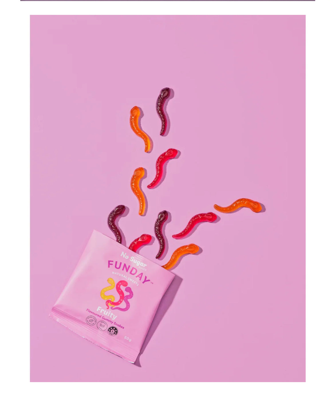 Funday Fruity Flavoured Gummy Snakes 50g