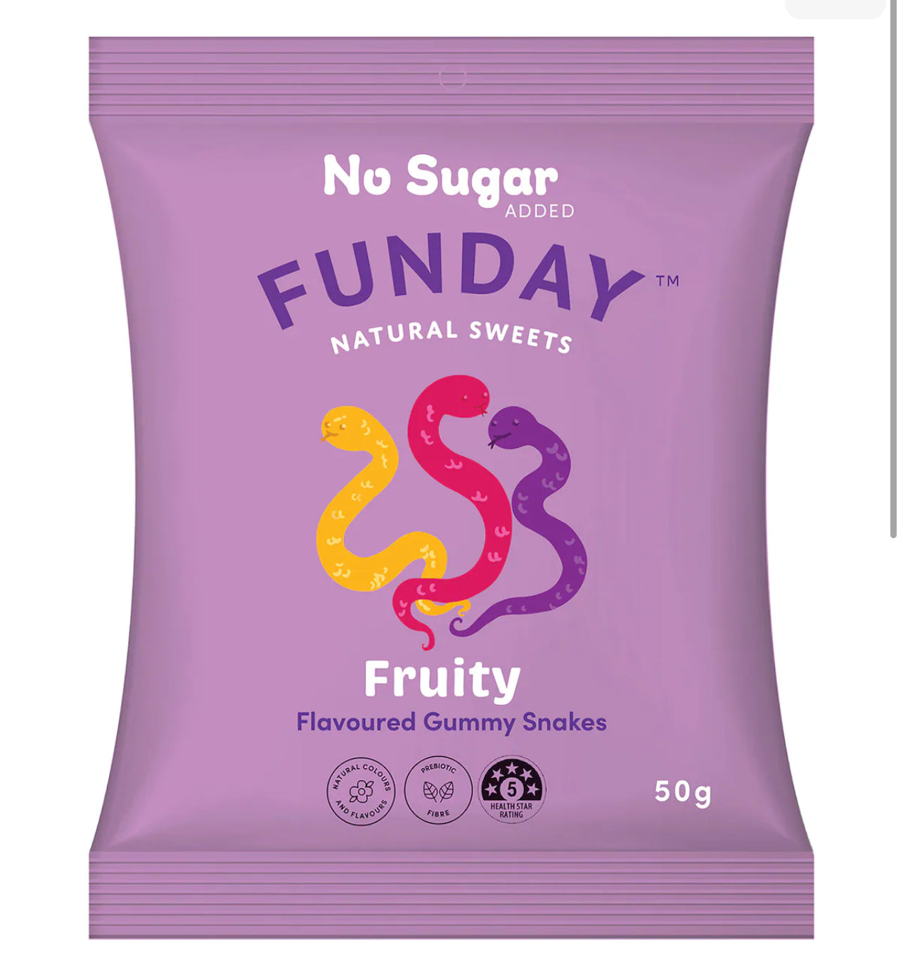 Funday Fruity Flavoured Gummy Snakes 50g