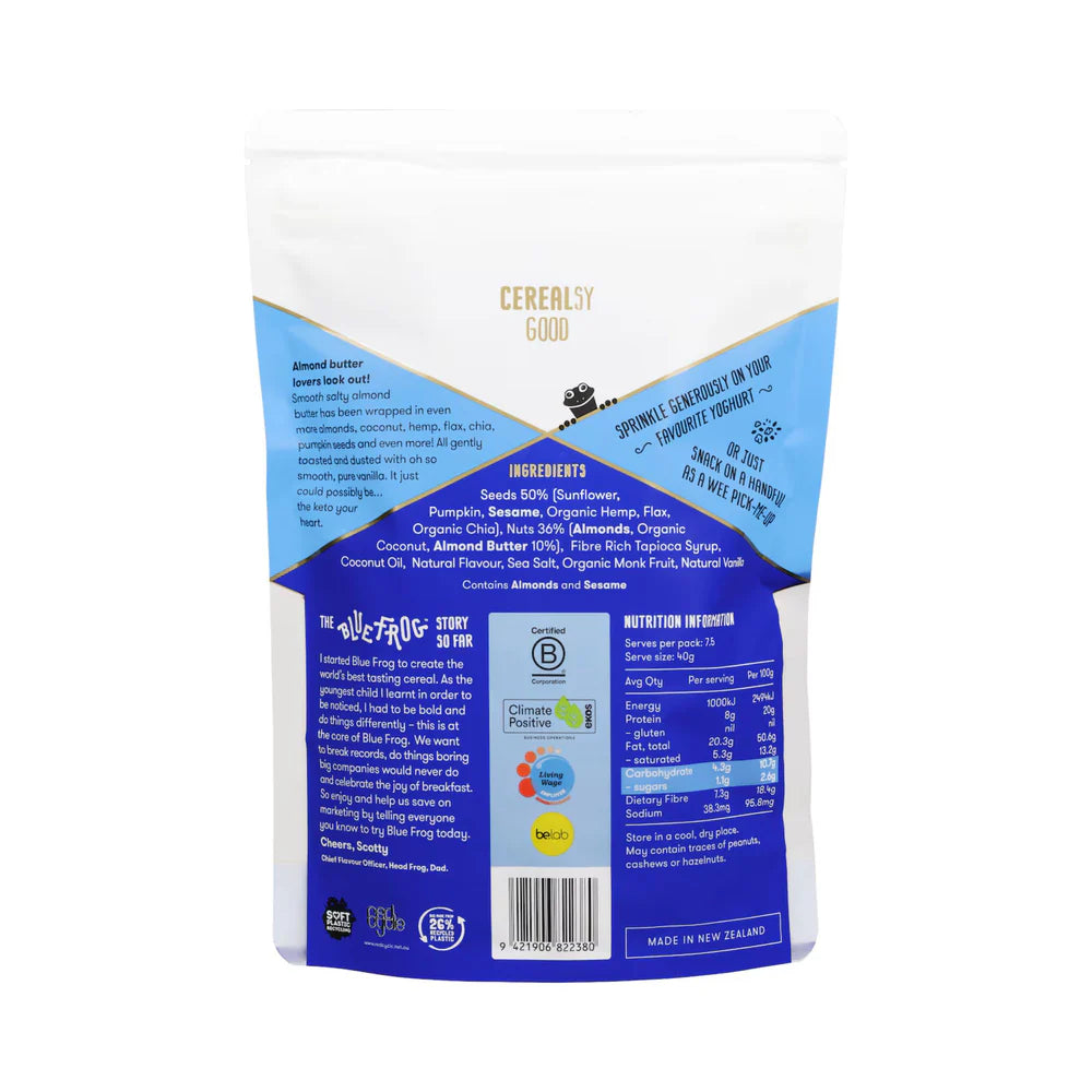 Blue Frog Keto Almond Butter & Vanilla Bean Cereal Granola 300g