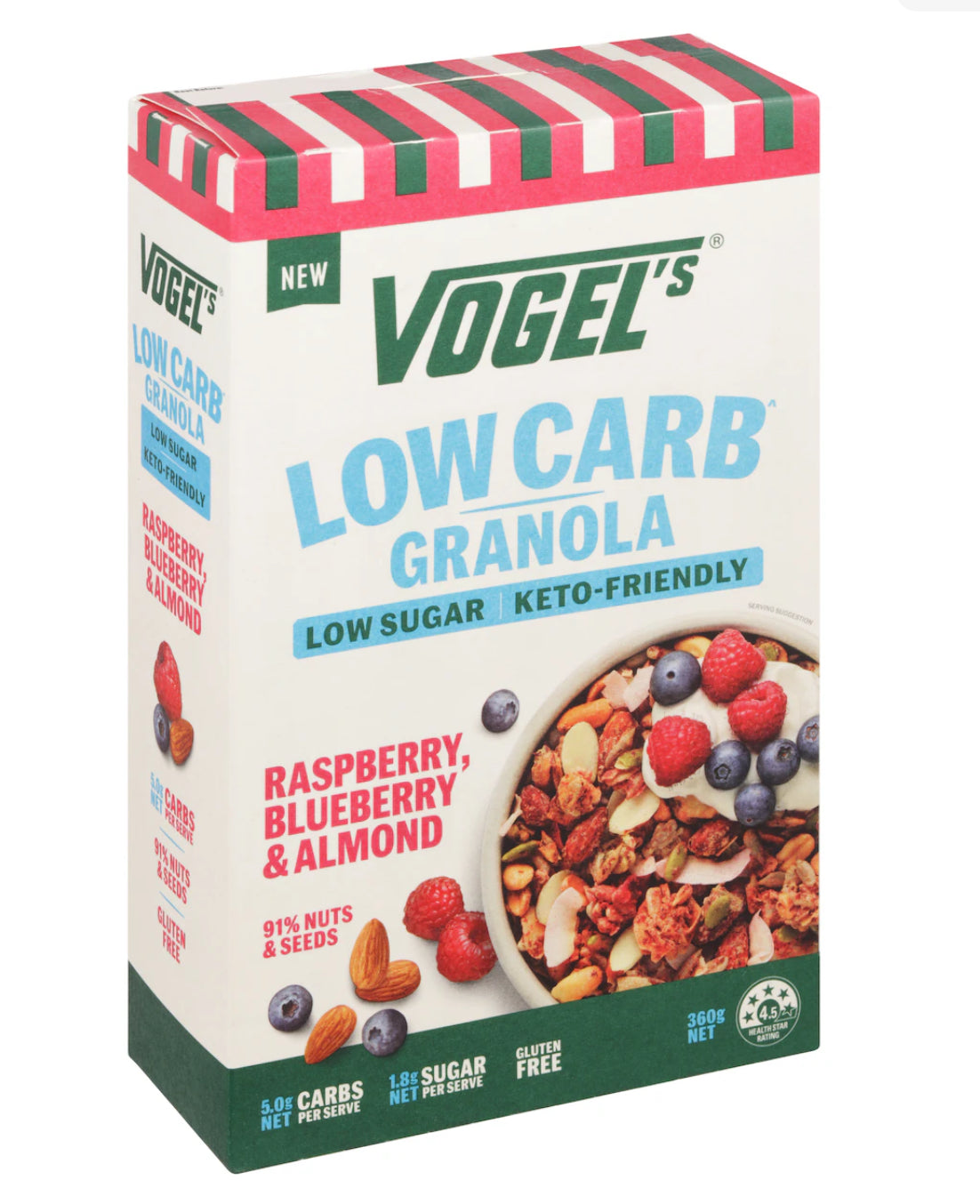 Vogel's Low Carb Keto Granola Raspberry, Blueberry & Almond 360g