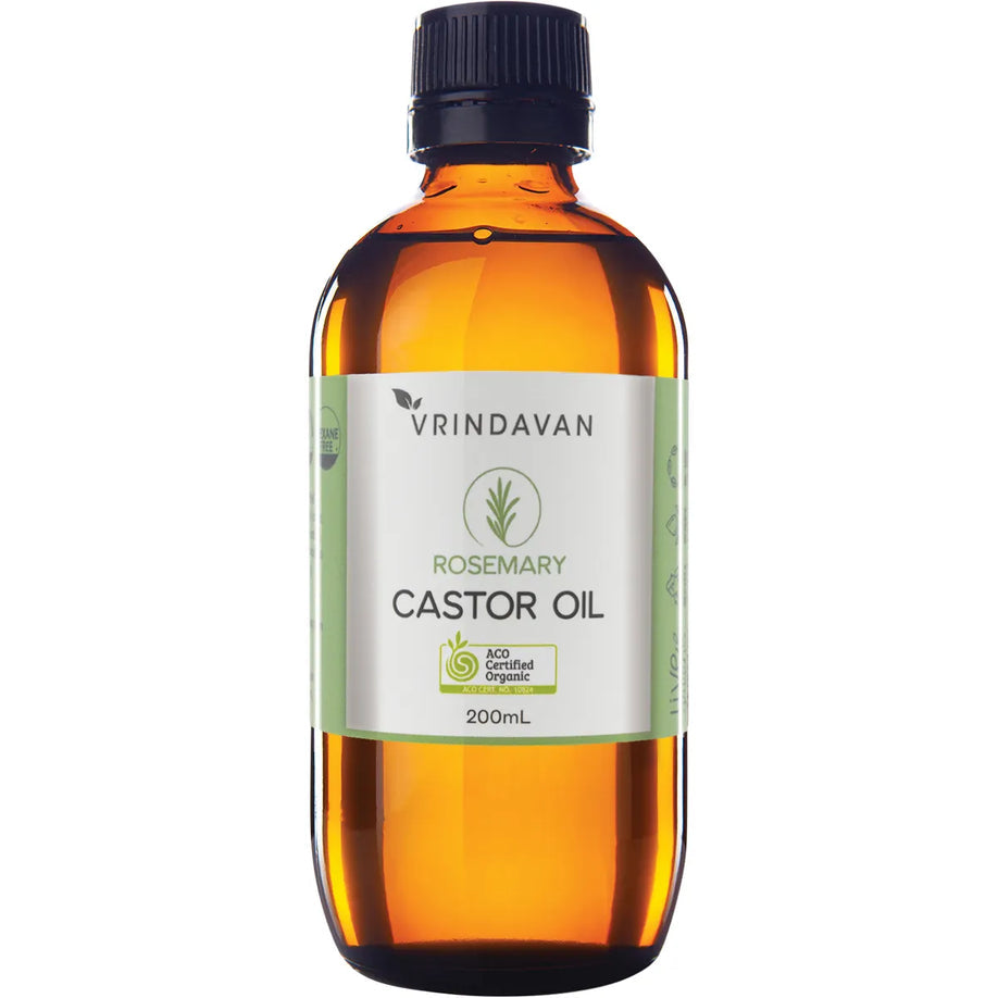 VRINDAVAN
Castor Oil and Rosemary Amber Glass Bottle 200ml