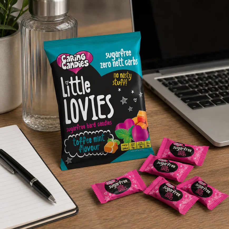 Caring Candies Little Lovies Sugar-Free Sweets | TOFFEE MINT | 100g