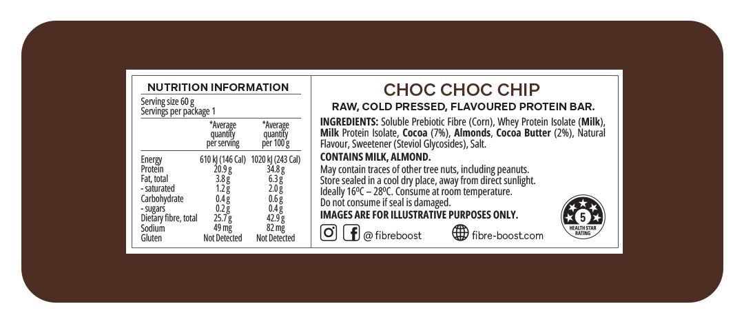 Fibre Boost Cold Pressed Protein Bar - Choc Choc Chip