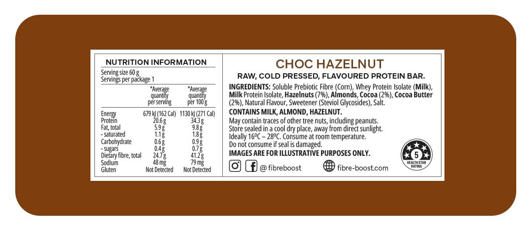 Fibre Boost Cold Pressed Protein Bar - Choc Hazelnut