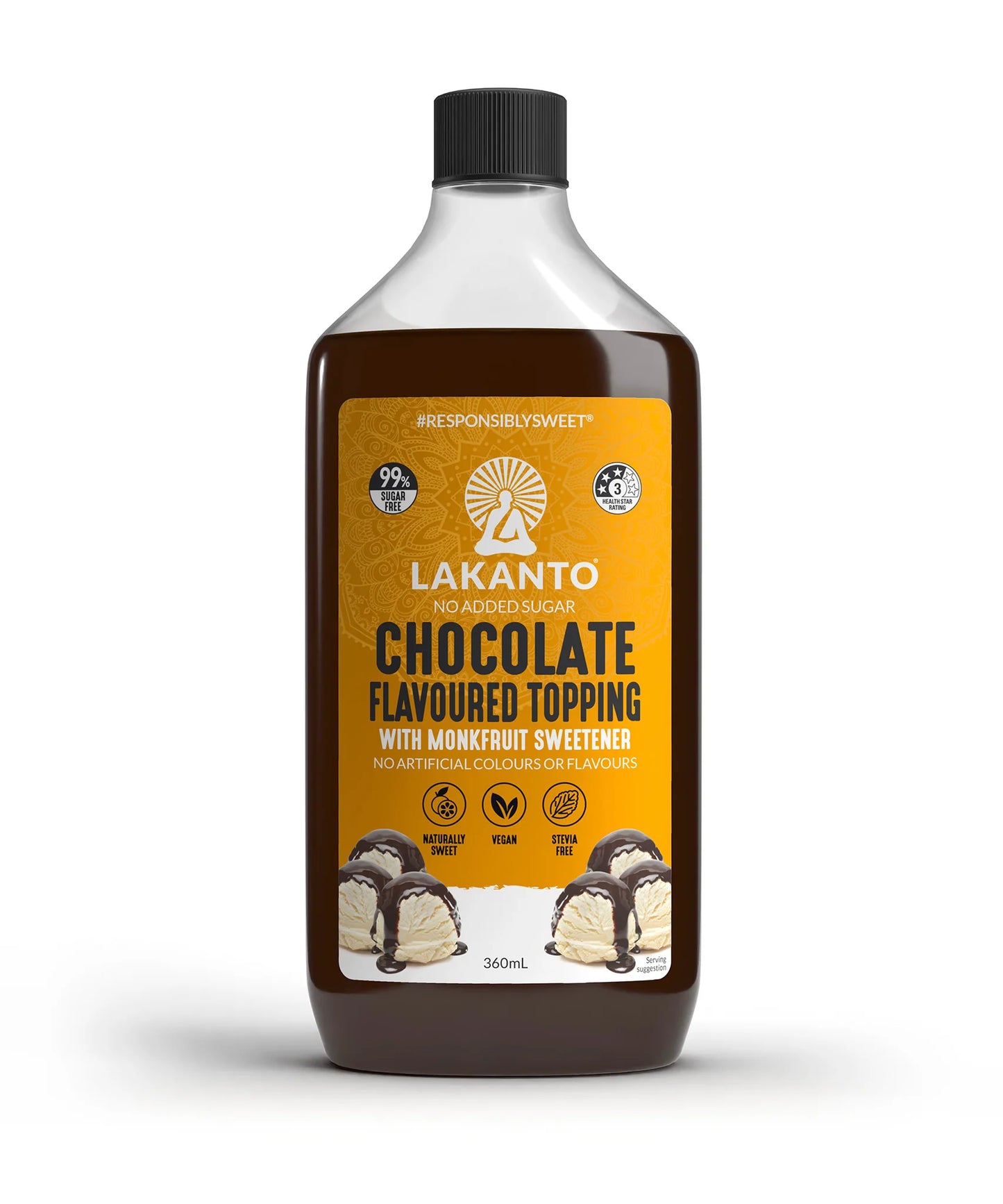 Lakanto Chocolate Flavoured Topping with Monkfruit Sweetener 360ml