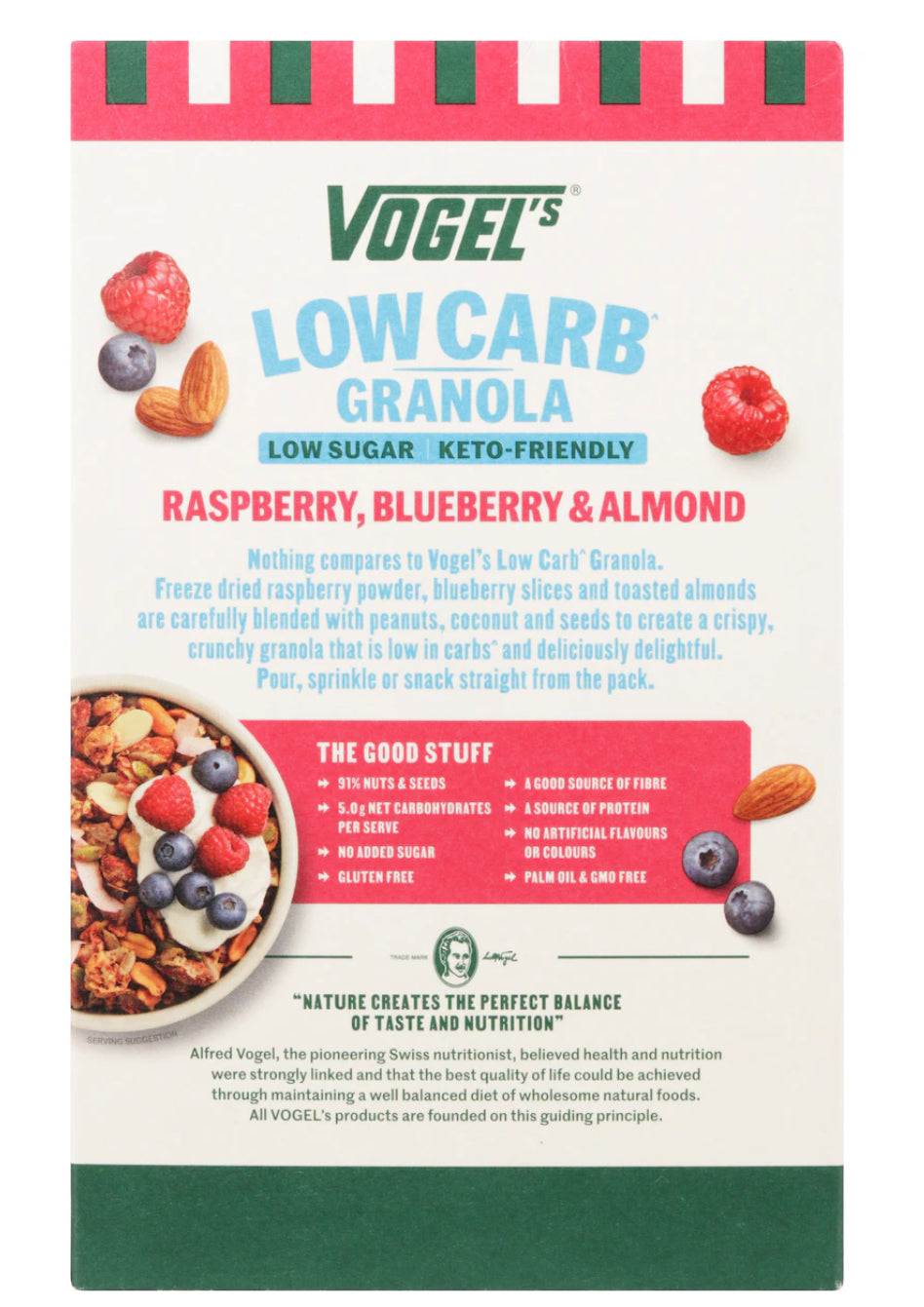 Vogel's Low Carb Keto Granola Raspberry, Blueberry & Almond 360g