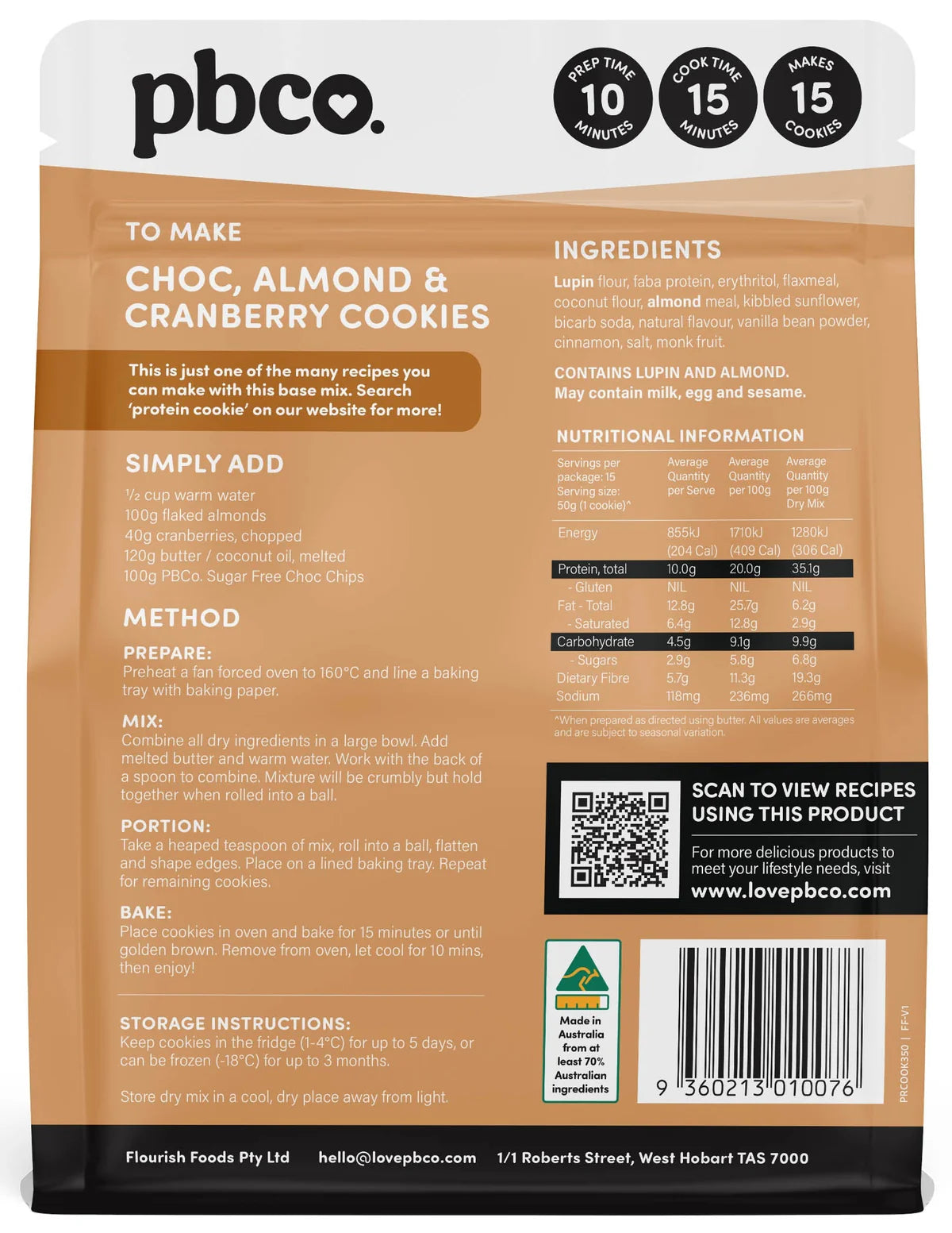 PbCo Protein Cookie Base Mix - 350g