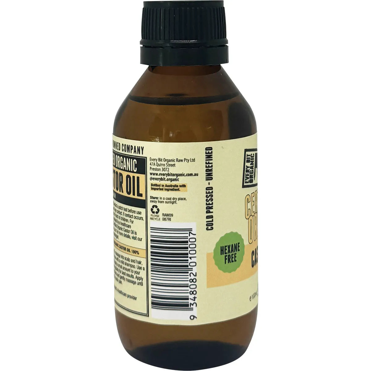 Every Bit Organic Castor Oil - Amber Glass Bottle 100ml