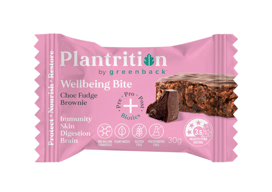 Plantrition Wellbeing Choc Fudge Protein Brownie 30g