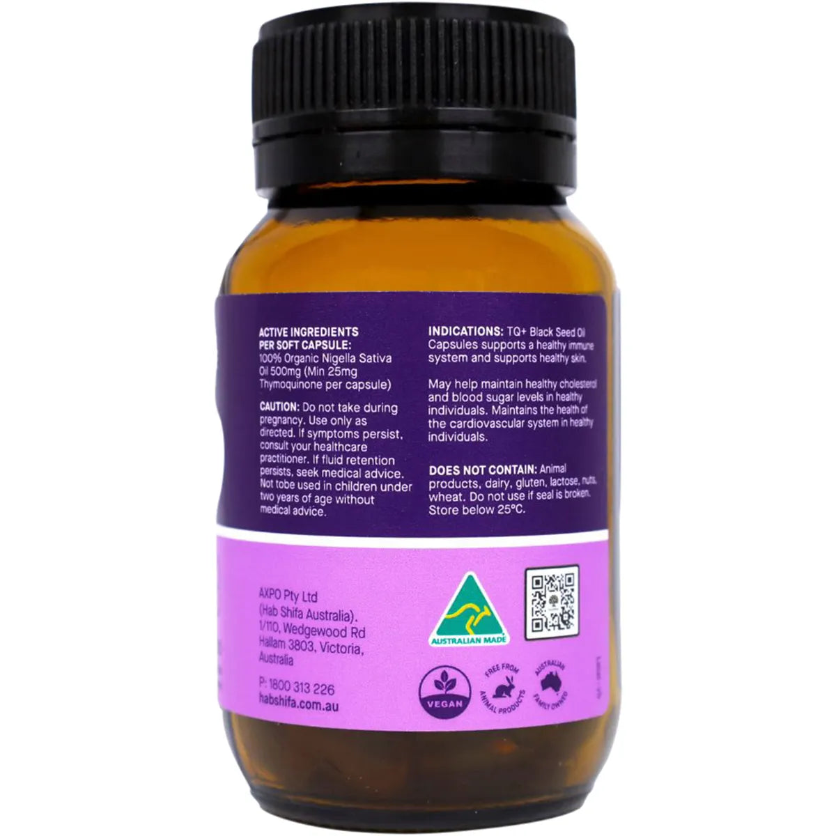 HAB SHIFA TQ+ Ultra Strength Black Seed Oil Vege capsules 60 Caps