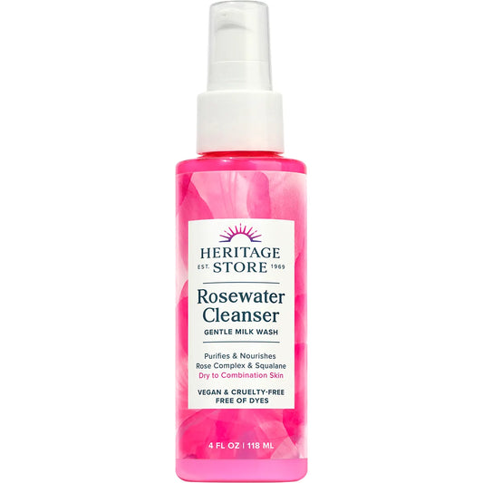 Heritage Store Rosewater Cleanser Gentle Milk Wash Dry to Combination Skin 118ml