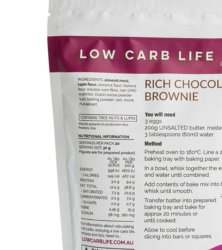 Low Carb Life Rich Chocolate Brownies Keto Bake Mix 300g