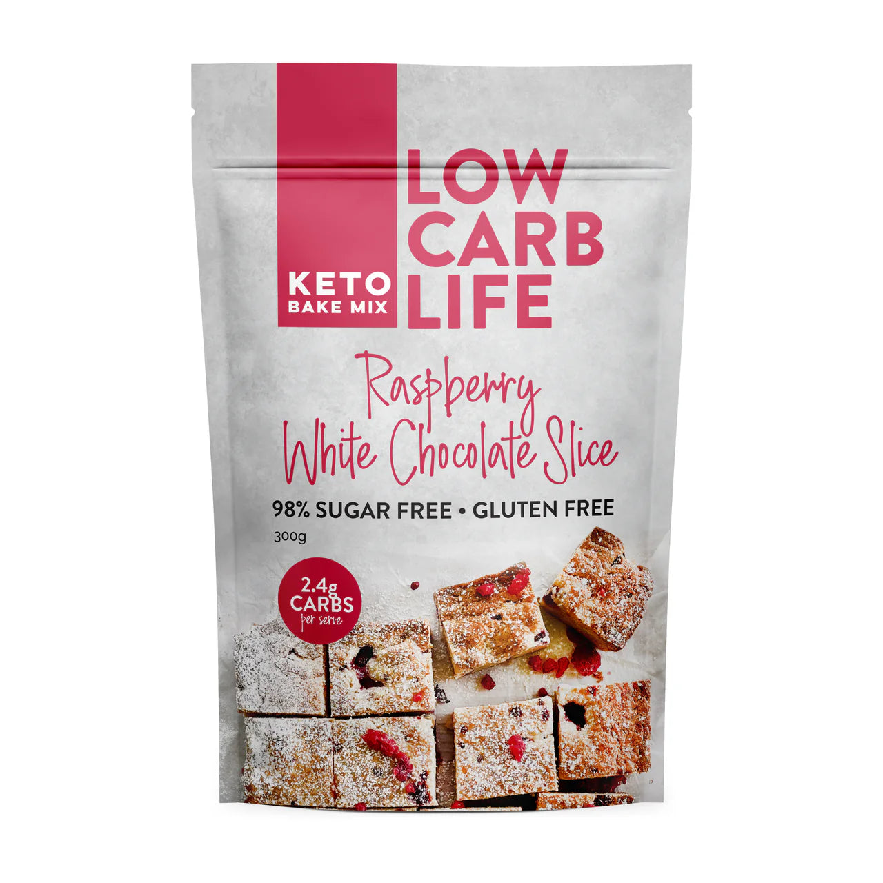 LOW CARB LIFE Keto Raspberry White Chocolate Slice 300g