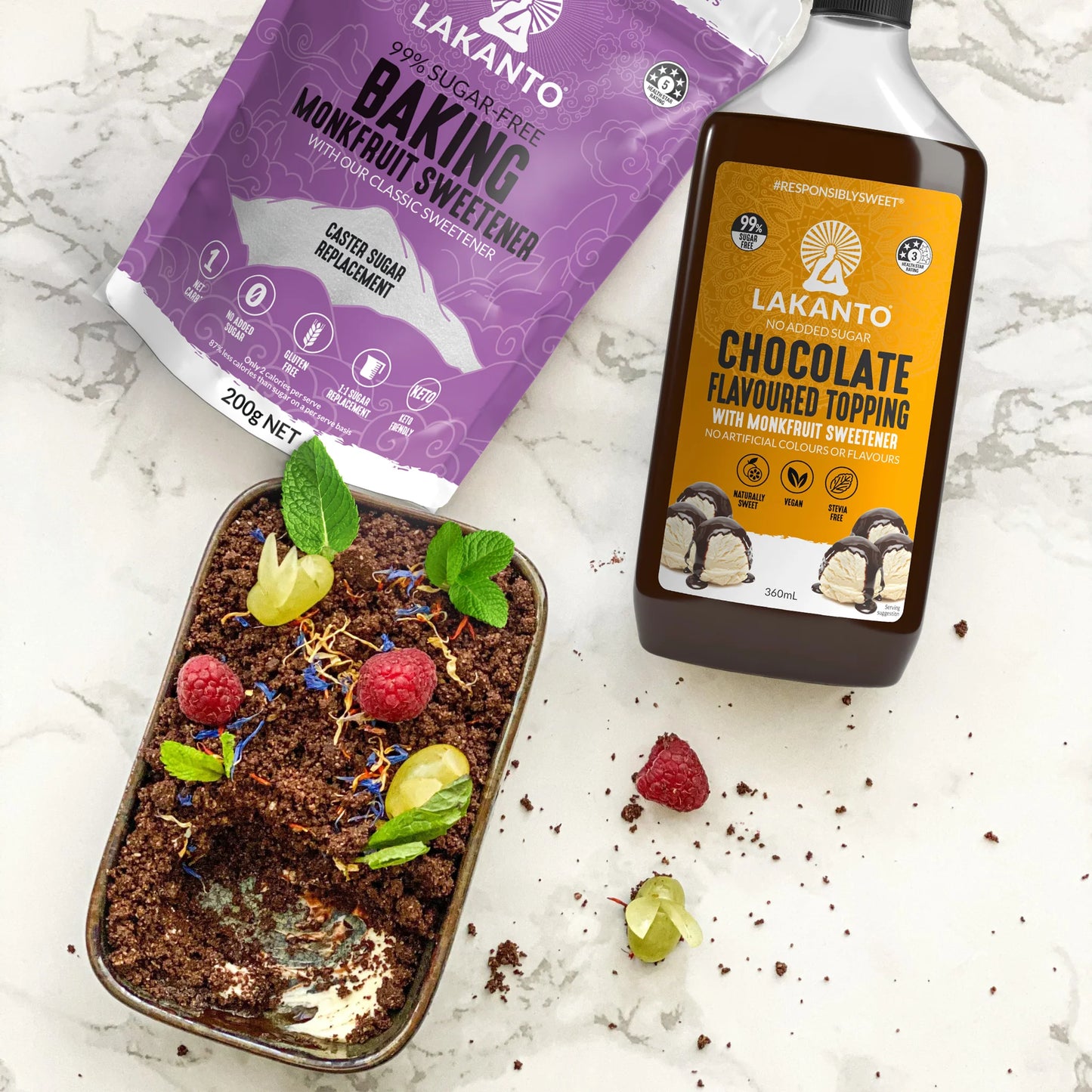 Lakanto Chocolate Flavoured Topping with Monkfruit Sweetener 360ml