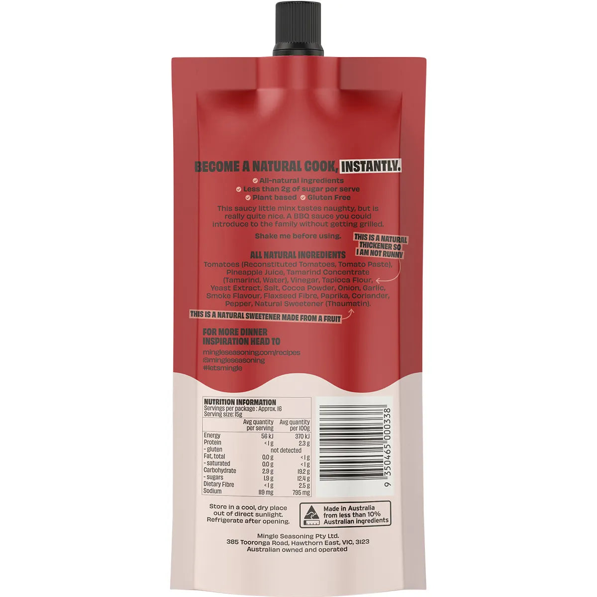 Mingle BBQ sauce pouch 250g