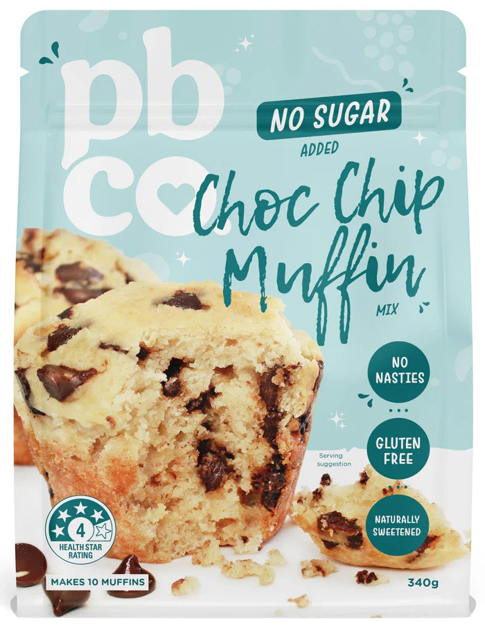 PBCo Choc Chip Muffin Mix No Sugar Added 340g