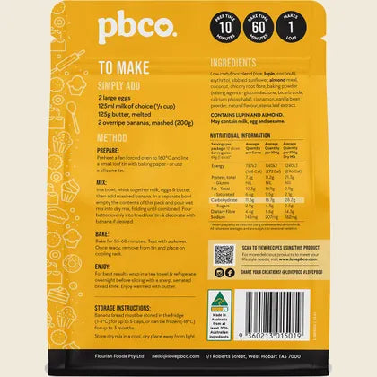 PBCo Banana Bread Low Carb 350g