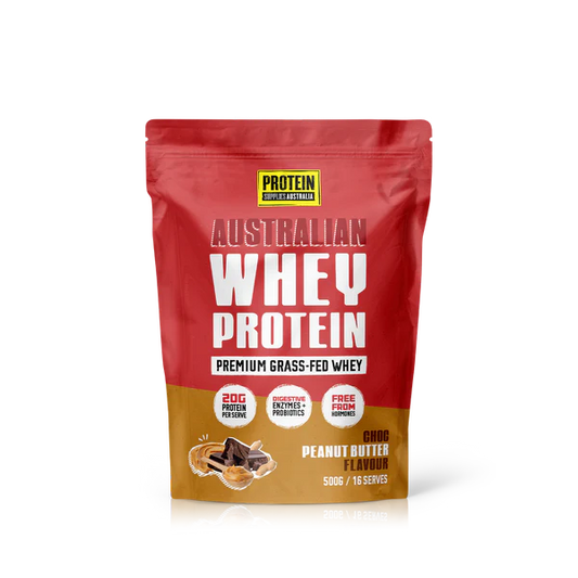 Protein Supplies Australia Australian Whey Protein Premium Grass-fed Whey - Choc Peanut Butter 500g
