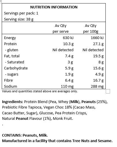 1010 by Sarah Di Lorenzo SDL Protein Snack Bar - Choc Peanut 38g