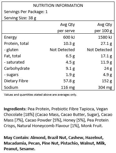 1010 by Sarah Di Lorenzo SDL Protein Snack Bar - DF Choc Honeycomb Flavour 38g
