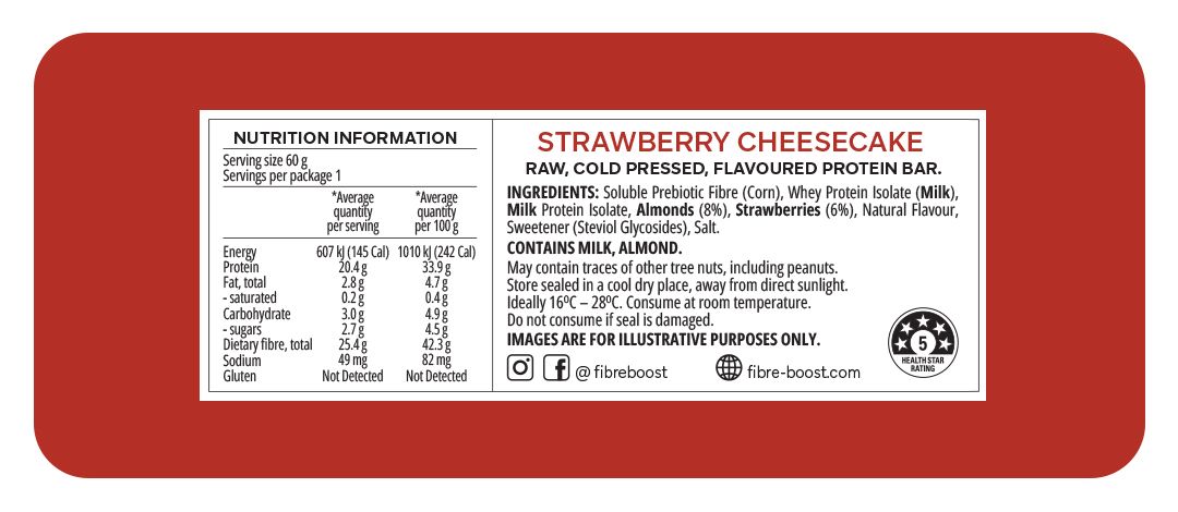 Fibre Boost Cold Pressed Protein Bar - Strawberry Cheesecake